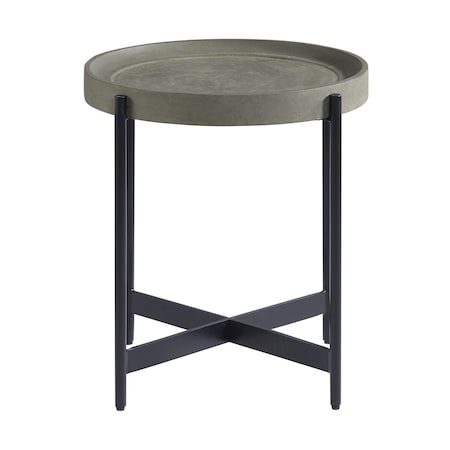 Alaterre Furniture Brookline 20" Round Wood with Concrete-Coating End Table AWBL18CC